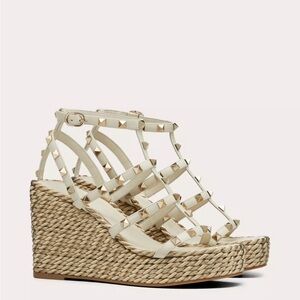 Valentino - ROCKSTUD CALFSKIN WEDGE SANDAL